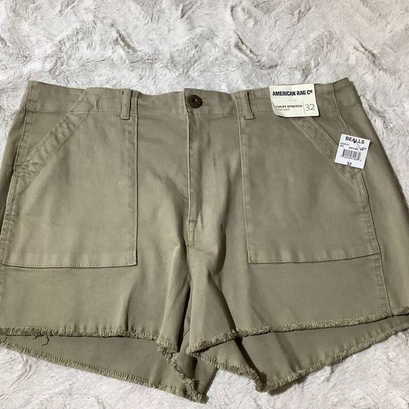 NWT american rag cie olive denim cut off shorts size 32 - Picture 1 of 9